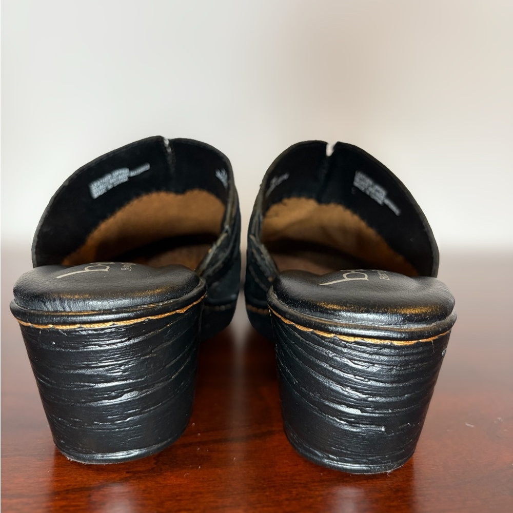 b.ø.c. Elsbury Tassel Leather Mules Black Women’s Size 7 Comfort Heel Chunky - Picture 9 of 12